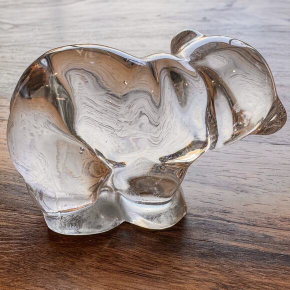 Vintage Crystal Glass Baby Bear Figurine-Paperweight by Martinsville-4.75”W - Picture 4 of 7